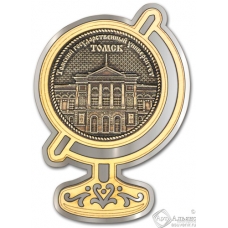 Магнит из бересты Томск-Государственный университет глобус серебро